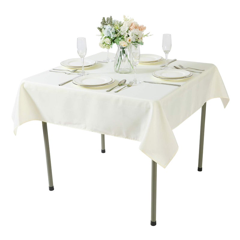 Cupuamon Square Tablecloth 52x52 inch Washable Polyester Fabric Table Cloth for Wedding Party Dining Banquet Decorationï¼ˆ52x52,Ivoryï¼‰ - Image 1